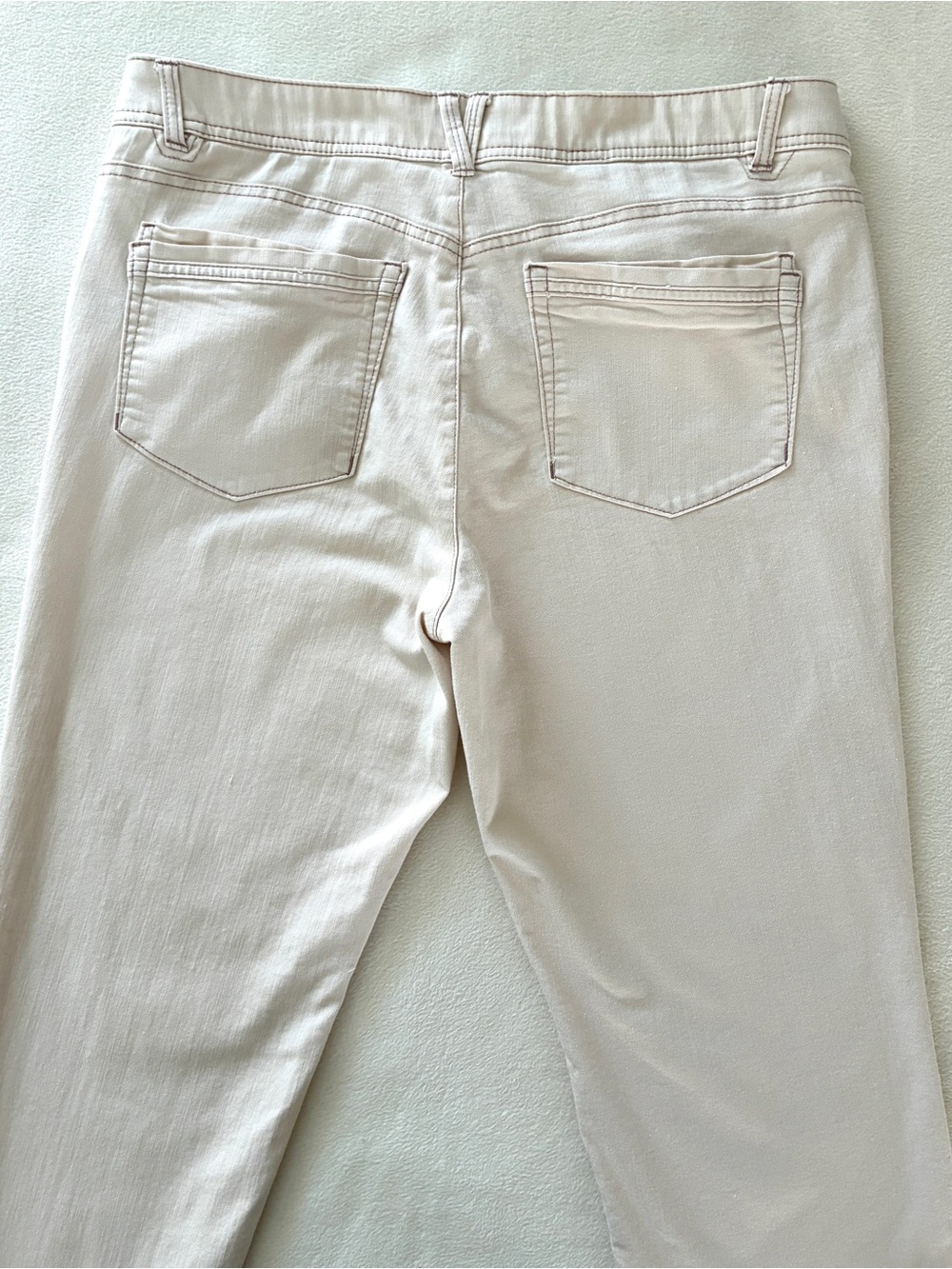 Democracy Cropped Jeans 16 Cream Ivory Straight Leg Stretch Raw Frayed Hem Denim - Picture 6 of 14
